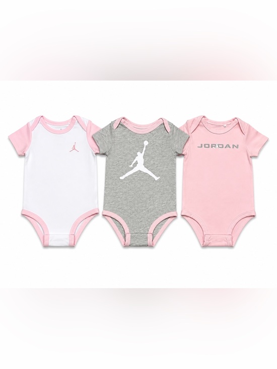 Jordan Other - Jordan Set of 3 Baby Girl Bodysuits In Pink Gray and White 6M